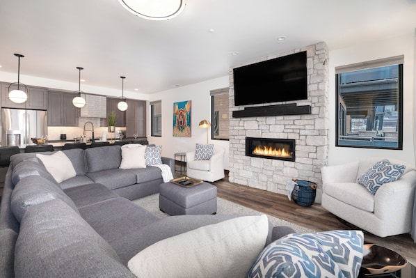 Great Room with Contemporary Living Area and Modern Kitchen | Main Level