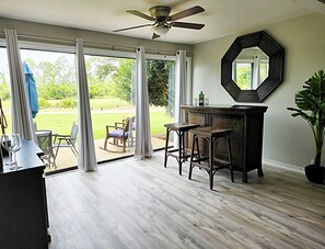 Wet bar overlooking the patio