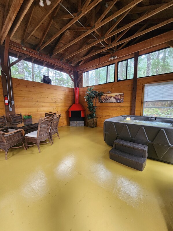 Hot Tub area in outdoor pavilion 