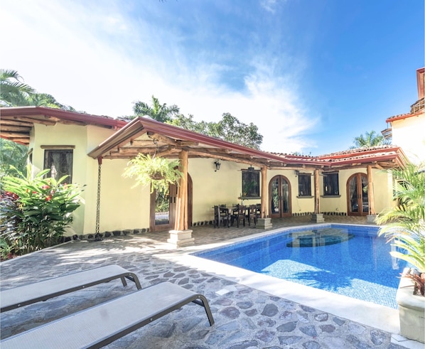 The patio/pool are standout features with access from bedrooms and living room.