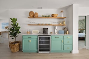 Breakfast/Wine Bar with espresso machine, soda machine, wine fridge, etc.