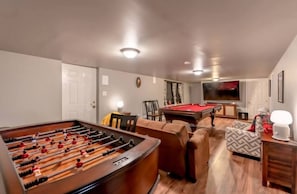 Game Room including Foosball and Pool Table