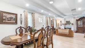 open formal dining and living space
