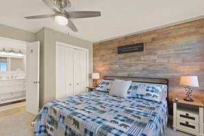 Main bedroom with King Bed, Smart HDTV, and en-suite bathroom.  C