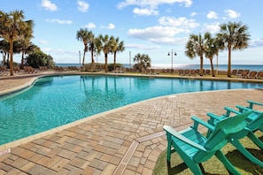 Take advantage of the view from the pool, heated in the fall and winter so that you're still comfortable when temps take a dip.