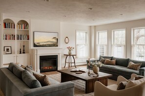 Relax in style with ample seating and a fireplace for those cooler evenings.