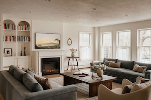 Relax in style with ample seating and a fireplace for those cooler evenings.