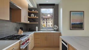 Fully equipped gourmet kitchen with Bosch and Wolf Appliances