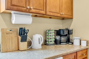 A well stocked kitchen at the Jersey Shore is a must! Enjoy a combo coffee maker, a full kitchen with cooking utensils, plate and silverware and fresh coffee beans to be grounded!