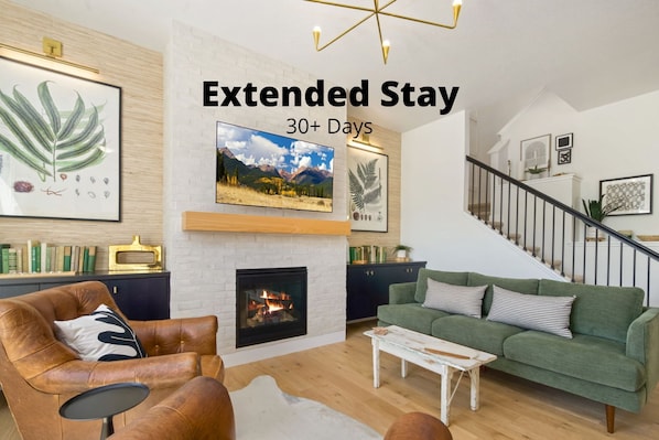 Cozy Living Room | Indoor Fireplace and Smart TV