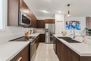 Our fully equipped kitchen combines rustic charm with elegant style