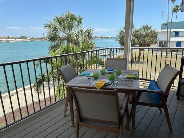 Balcony overlooking Blind Pass intercoastal waterway