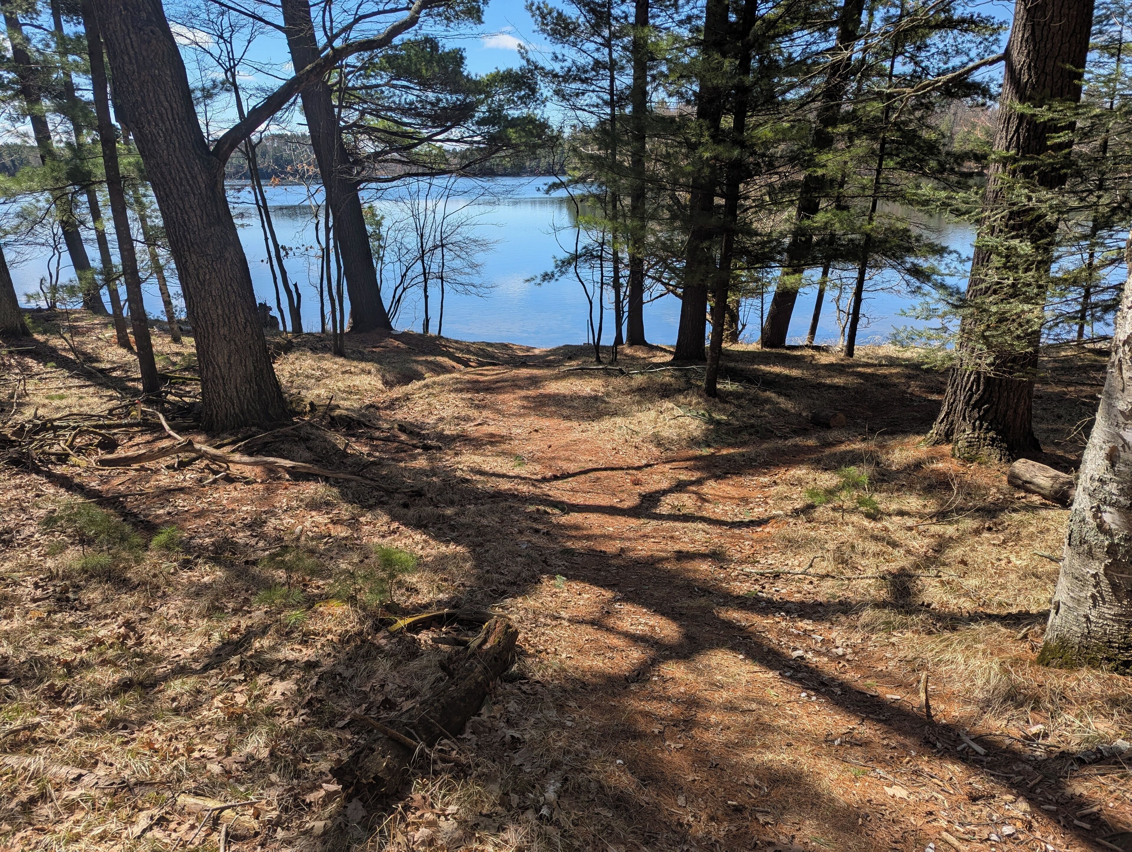 Walking access to Lower Kaubashine Lake, great for canoe or kayak launch