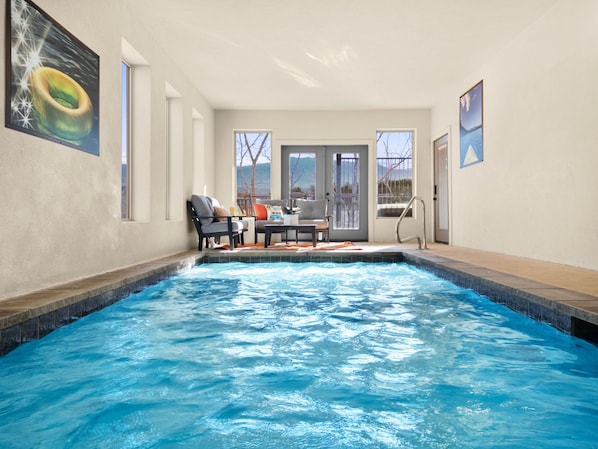 Enjoy year-round relaxation in the indoor pool, with breathtaking mountain views just beyond the windows.