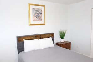 Relax in this stylish bedroom and comfy bedding.