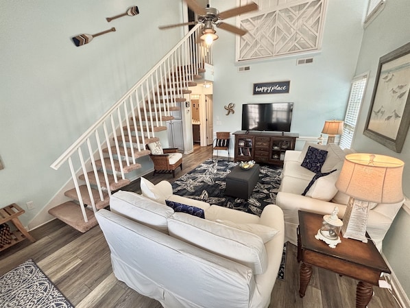 Living Room w/ Tall Ceilings