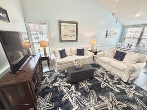 Open concept living and dining room
