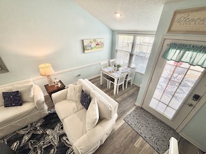 Thoughtfully decorated living and dining room