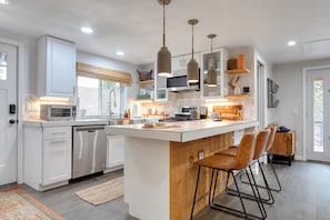 Enhance your breakfast experience with the barstool seating.