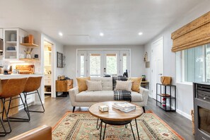 Warm tones and inviting textures in the living area.