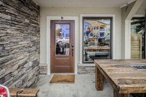 exterior door accesses unit interior stairs