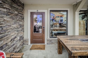 exterior door accesses unit interior stairs