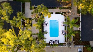 Arial shot of the property and common area pool
