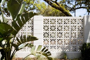 Privacy wall next to the pool