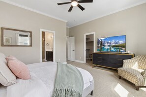 Bedroom 1 | King Bed with Ensuite Bath, Walk-in Closet, and Smart TV (upper level)