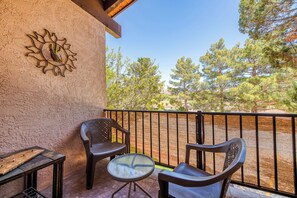 Balcony and seating area. 