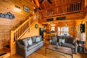 The spacious living room perfect for a movie night after a day of adventure