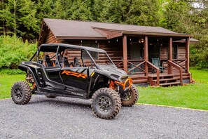 Your off-road basecamp! Relax by the fire after exploring the trails. Bring your own machine or rent a RZR on-site—no trailer needed.