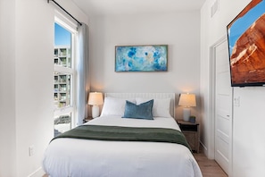 One of the 3 Ensuite bedrooms. Sleep like royalty in this comfortable King bed..
