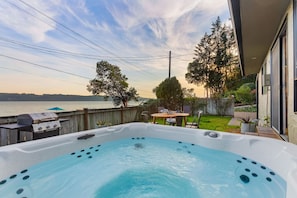Soak your stresses away in the relaxing hot tub!