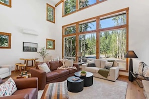 Our living room offers a perfect blend of comfort and style, with spacious seating, elegant decor, and ample natural light, creating an inviting space for relaxation and gathering.