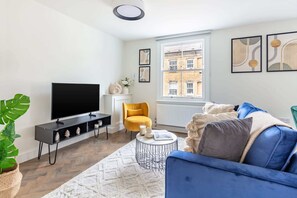 The open-plan living and dining area