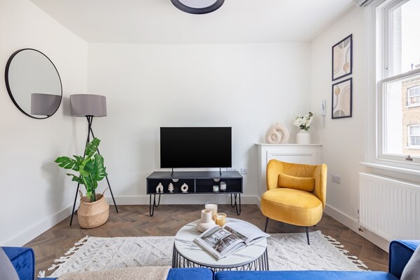 The open-plan living and dining area