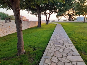 OAKS and stone path to the pergola and the beach