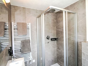 Flooring, Floor, Interior Design, Room, Plumbing Fixture, Ceiling, Bathroom, Plumbing, Shower Door, Shower