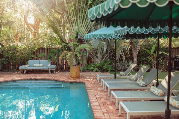 Our idyllic, sun-splashed pool (shared) is right out of a summer dream.