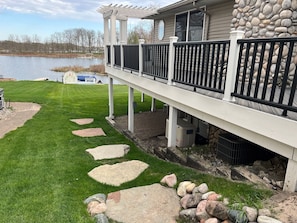 landscaping makes for a pleasant walk down the hill to the water