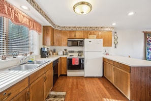 Indoors, Hardwood, Kitchen, Lamp, Sink