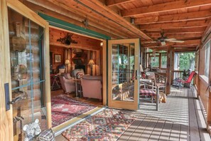 View of the screened deck and living room