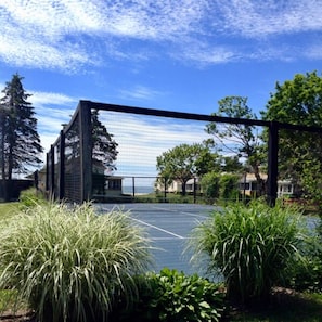 Enjoy access to nearby tennis courts, available for your use.