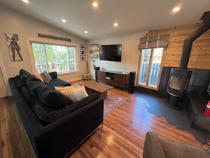 Living room w/ wood stove