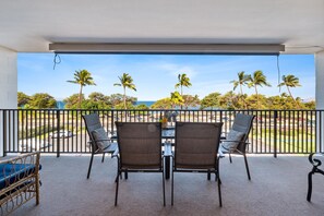 Lanai table set for four.
