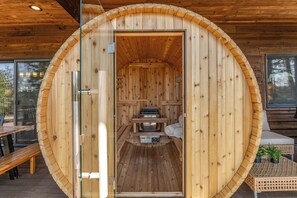 Brand new electric sauna that fits 2-4 people at a time. 