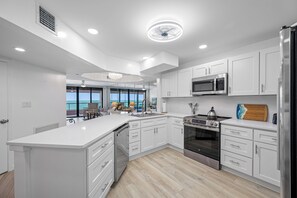 Fully equipped kitchen with ocean views