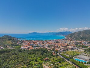 Blue, Mountainous Landforms, Horizon, Mountain, Hill, Bird'S-Eye View, Residential Area, Coast, Landscape, Highland