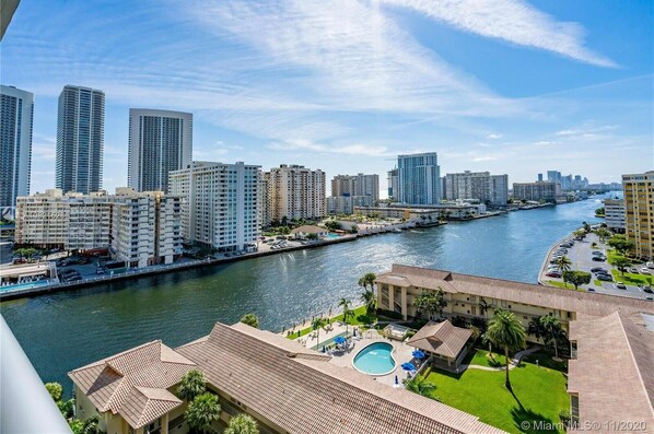 The view from our waterfront haven, where boats glide, manatees roam, fish sparkle, and wildlife captivates.